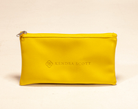 A solid yellow zipper bag that can hold all kinds of small items,