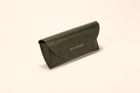 An army-green eyeglass case soft bag with customizable leather, LOGO and color