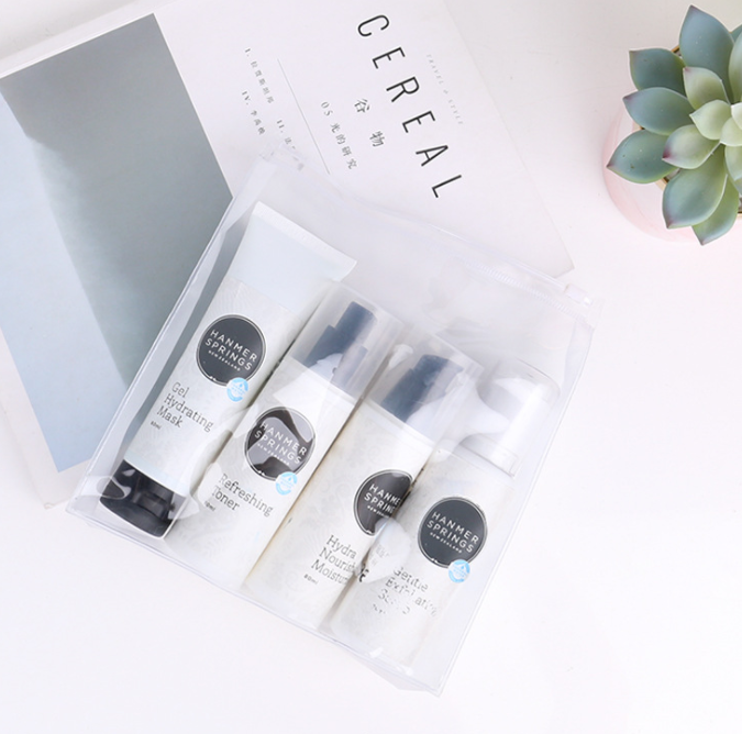 Simple waterproof pvc zipper bag spot high frequency hot pressing transparent pvc bag environmental protection gift cosmetic packaging bag