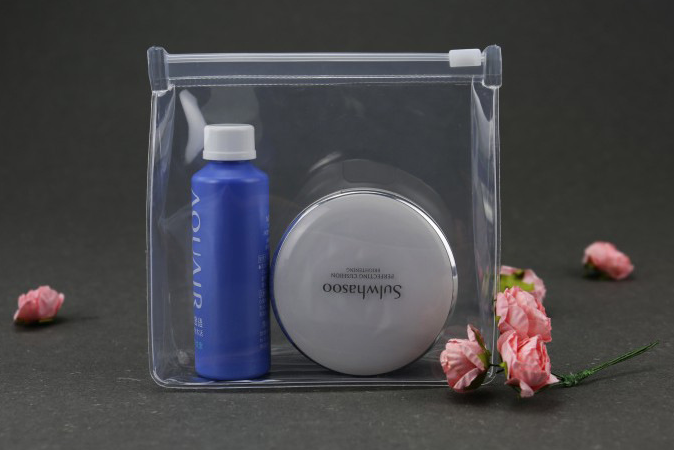 Environmentally friendly eva bag Transparent toothless zipper stand-up bag Size cosmetics sample storage bag