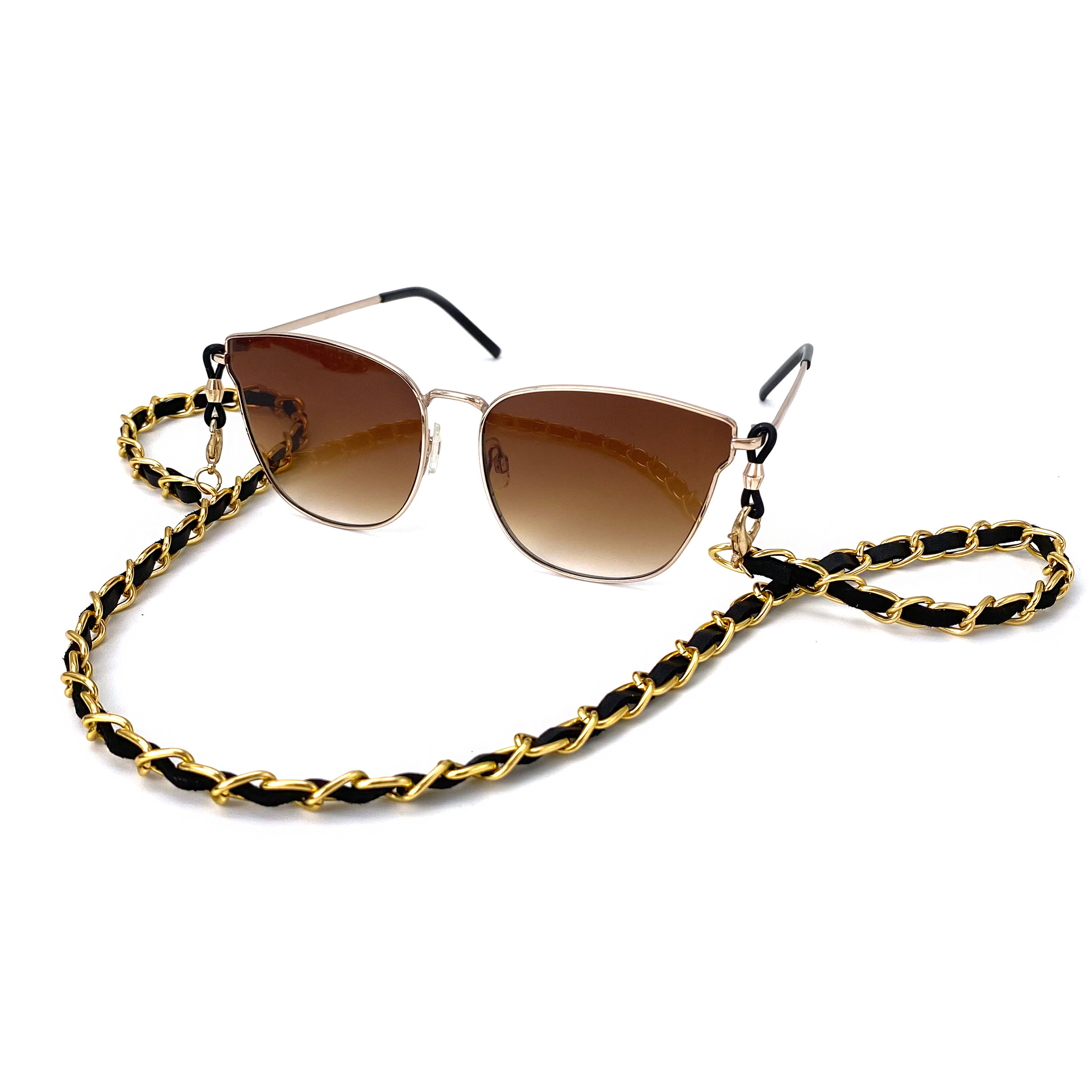 Glasses Chain Holder for Women, Stylish Gold/Black Necklace Plated Reading Eyeglass accessory chain
