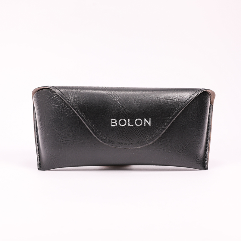 A Sunglasses Case with A Black LOGO Printed on It Looks Like A Leather Bag