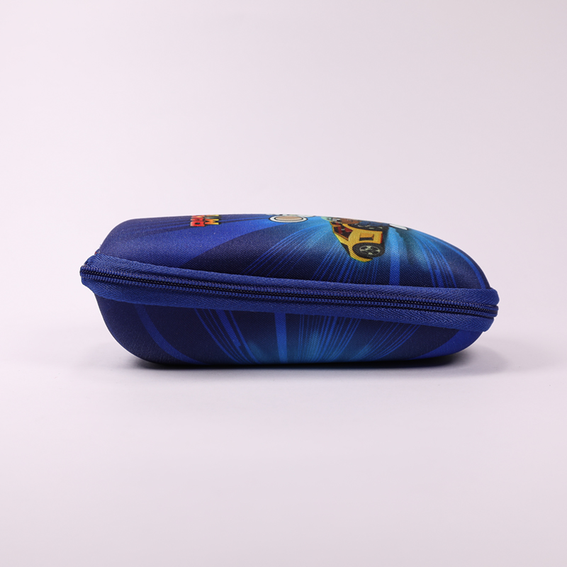 2021 Glasses Case A blue, cartoon-printed, zip-end case for sunglasses