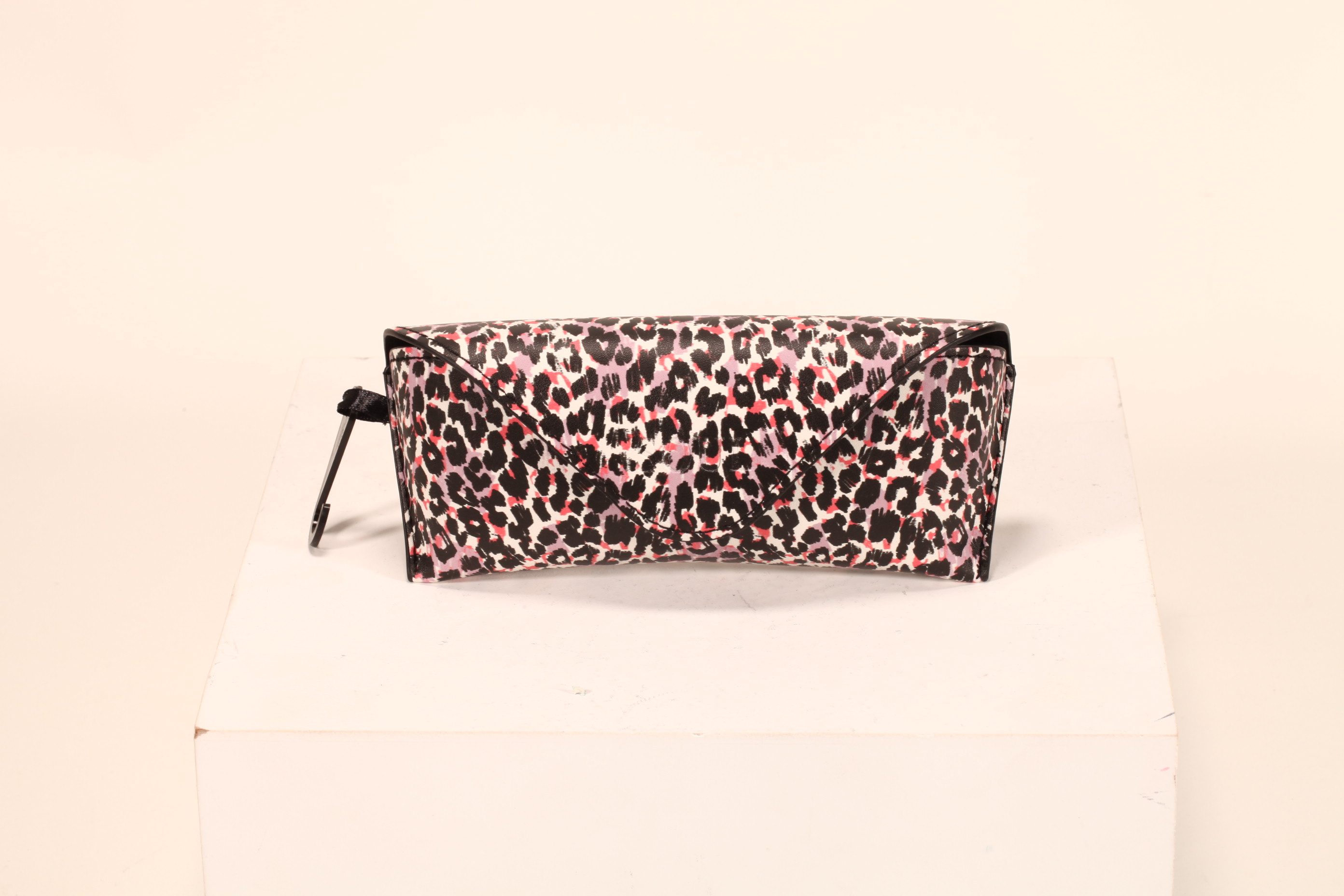 Leopard-colored glasses case and Flower eyeglass case with button,